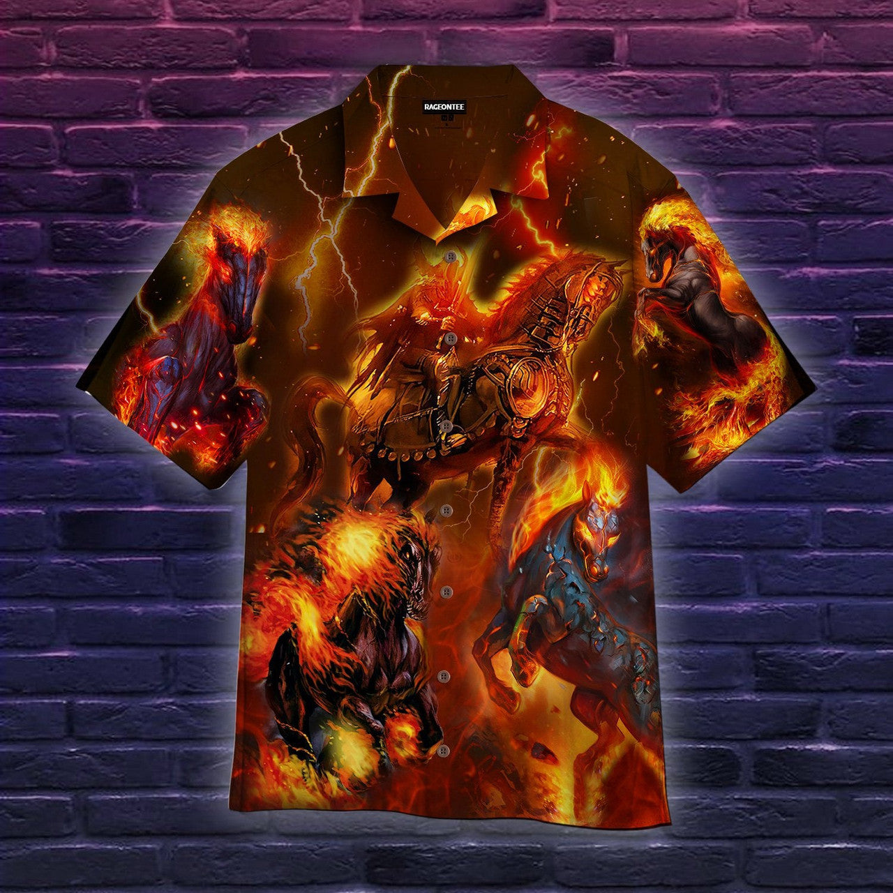Fire Horse Warrior Hawaiian Shirt | For Men & Women | Adult | HW4196