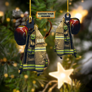 Firefighter Vest and Helmet Ornament - Fireman Car Ornament - Best gifts your whole family