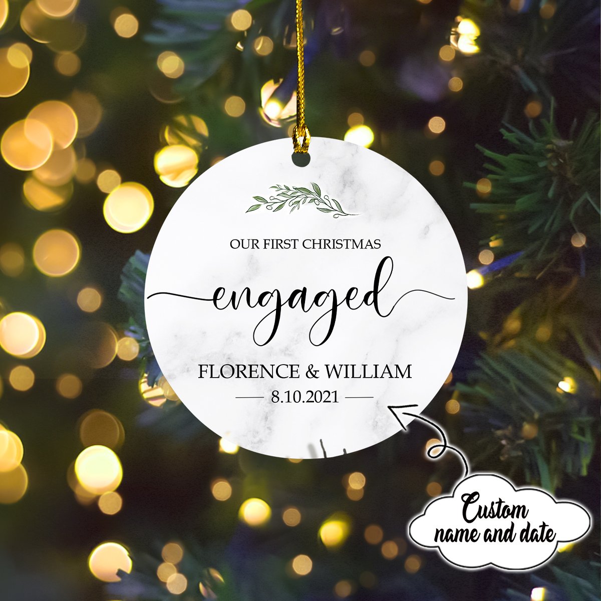 First Christmas Engaged Custom Circle Ornament-DT69-1200 - Best gifts your whole family