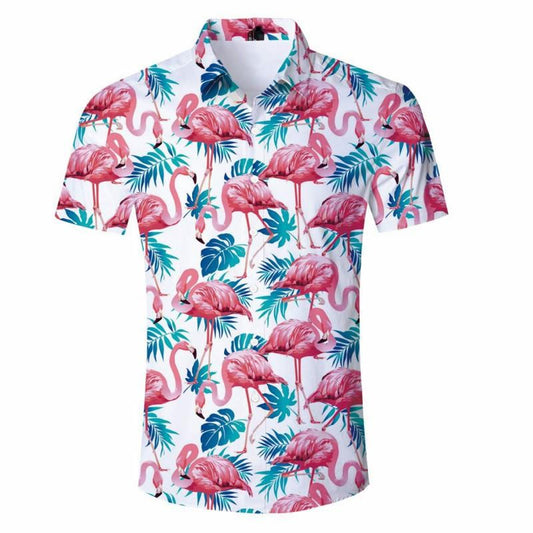 Flamingo Floral Hawaiian Shirt | Hawaiian Shirt For Men | Hawaiian Shirt For Women | HW4441