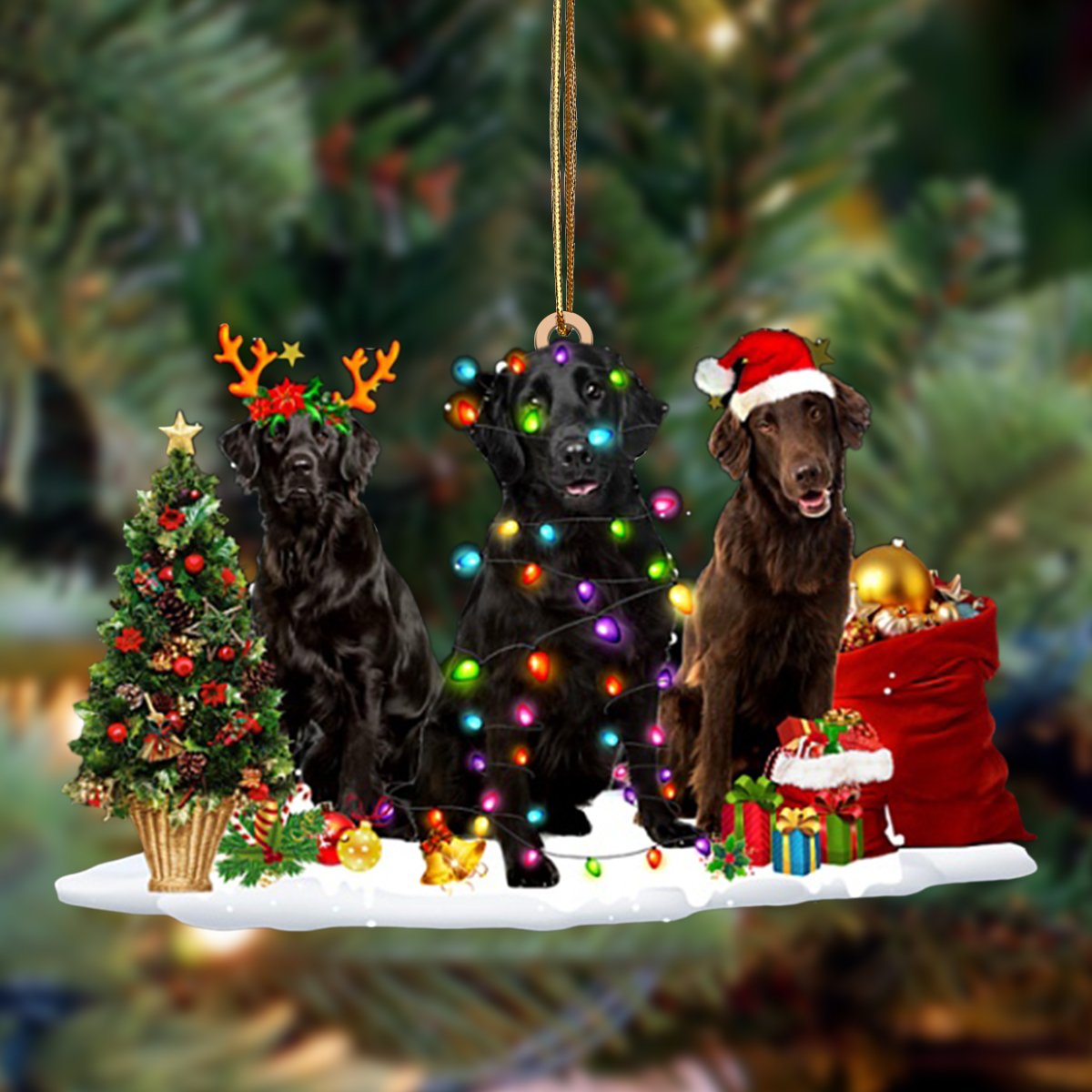 Flat Coated Retriever-Christmas Dog Friends Hanging Ornament - Best gifts your whole family