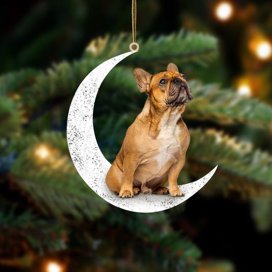 French Bulldog 1-Sit On The Moon-Two Sided Ornament - Best gifts your whole family