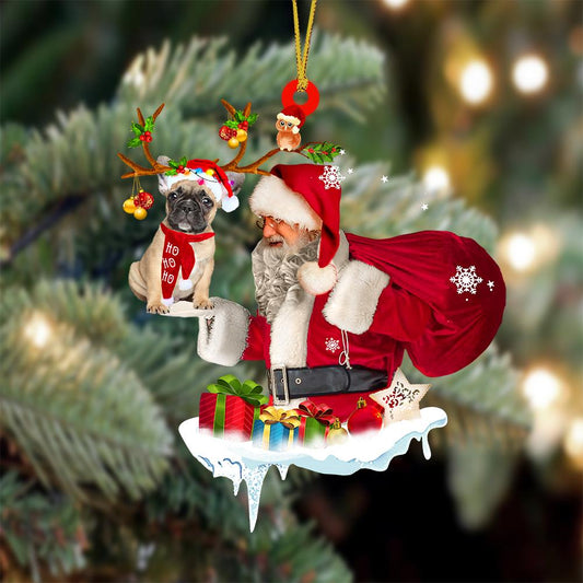 French Bulldog And Santa Claus Christmas Ornament Godmerc - Best gifts your whole family