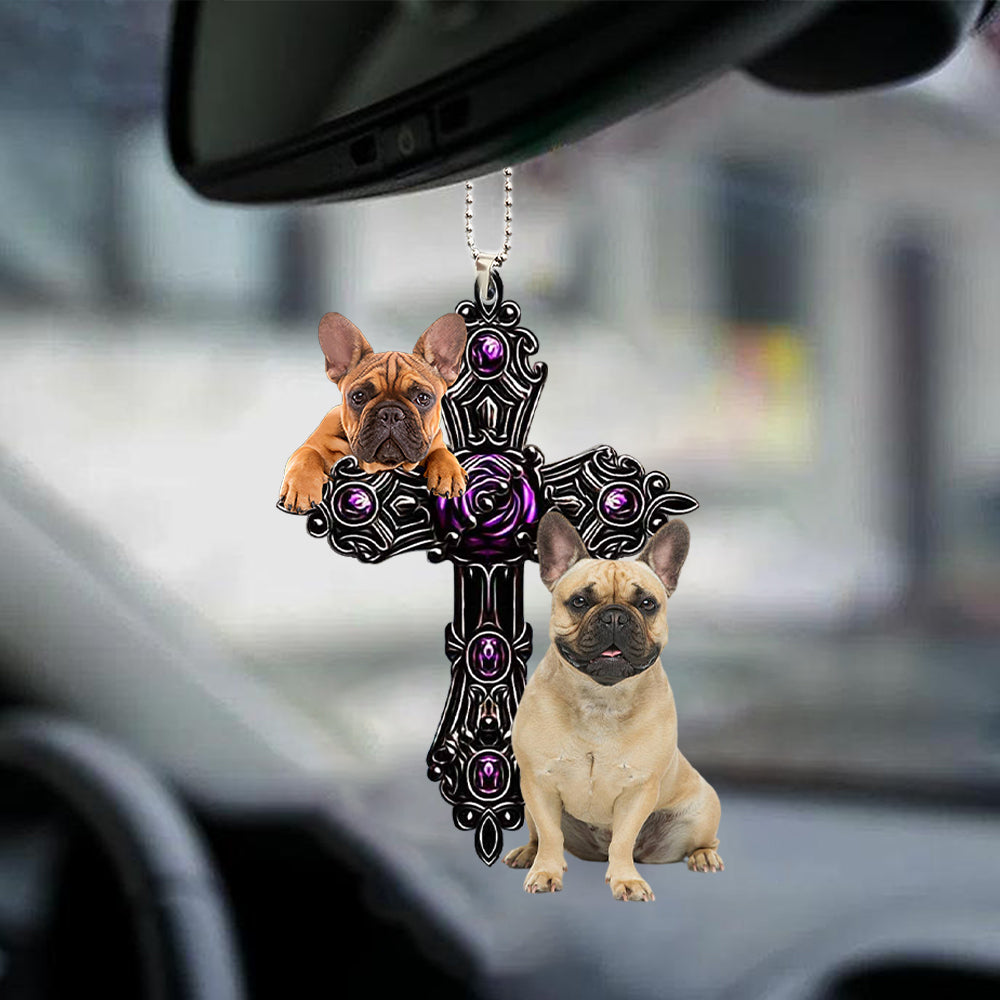 French Bulldog Pray For God Car Hanging Ornament Best Ornaments For Auto Godmerc - Best gifts your whole family