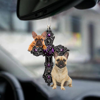 French Bulldog Pray For God Car Hanging Ornament Best Ornaments For Auto Godmerc - Best gifts your whole family