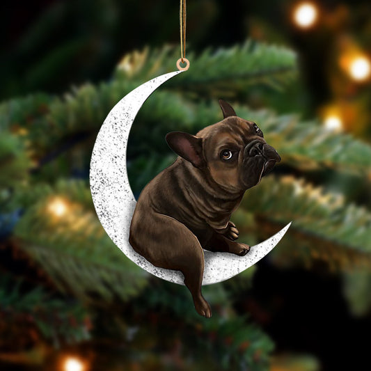 French Bulldog Sit On The Moon Two Sided Ornament Dog Hanging Christmas Ornament - Best gifts your whole family