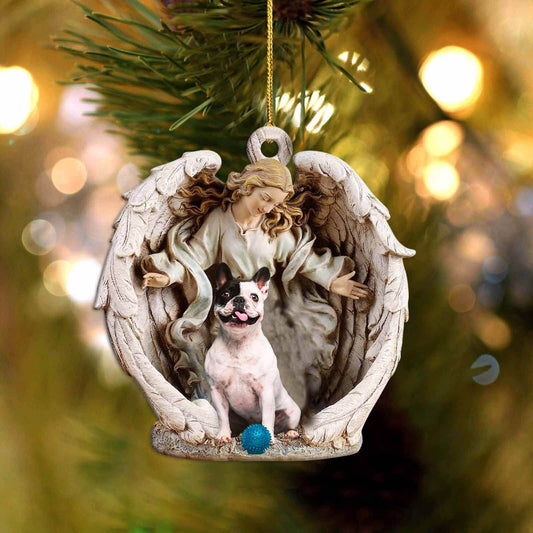 French Bulldog3-Angel Hug Winter Love Two Sided Ornament - Best gifts your whole family