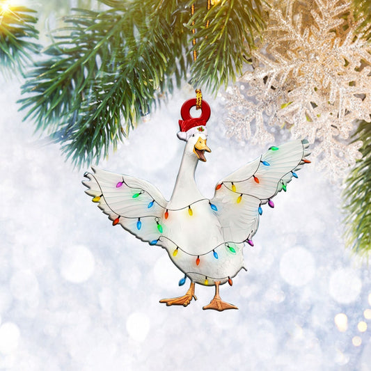 Funny Duck Christmas Reindeer Ornament Flat 2D, Animal Lover Gifts, Christmas Tree Ornament, Home Decor Plastic Ornament - Best gifts your whole family