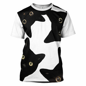 3D Funny Stealthy Black Cat Custom Shirt