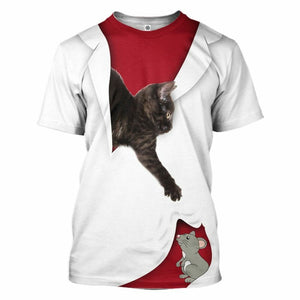 3D Love Black Cat Custom Tshirt Hoodie Apparel