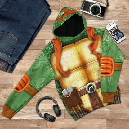 3D Michelangelo TMNT Mike Mikey Cosplay Custom Tshirt Hoodie Apparel