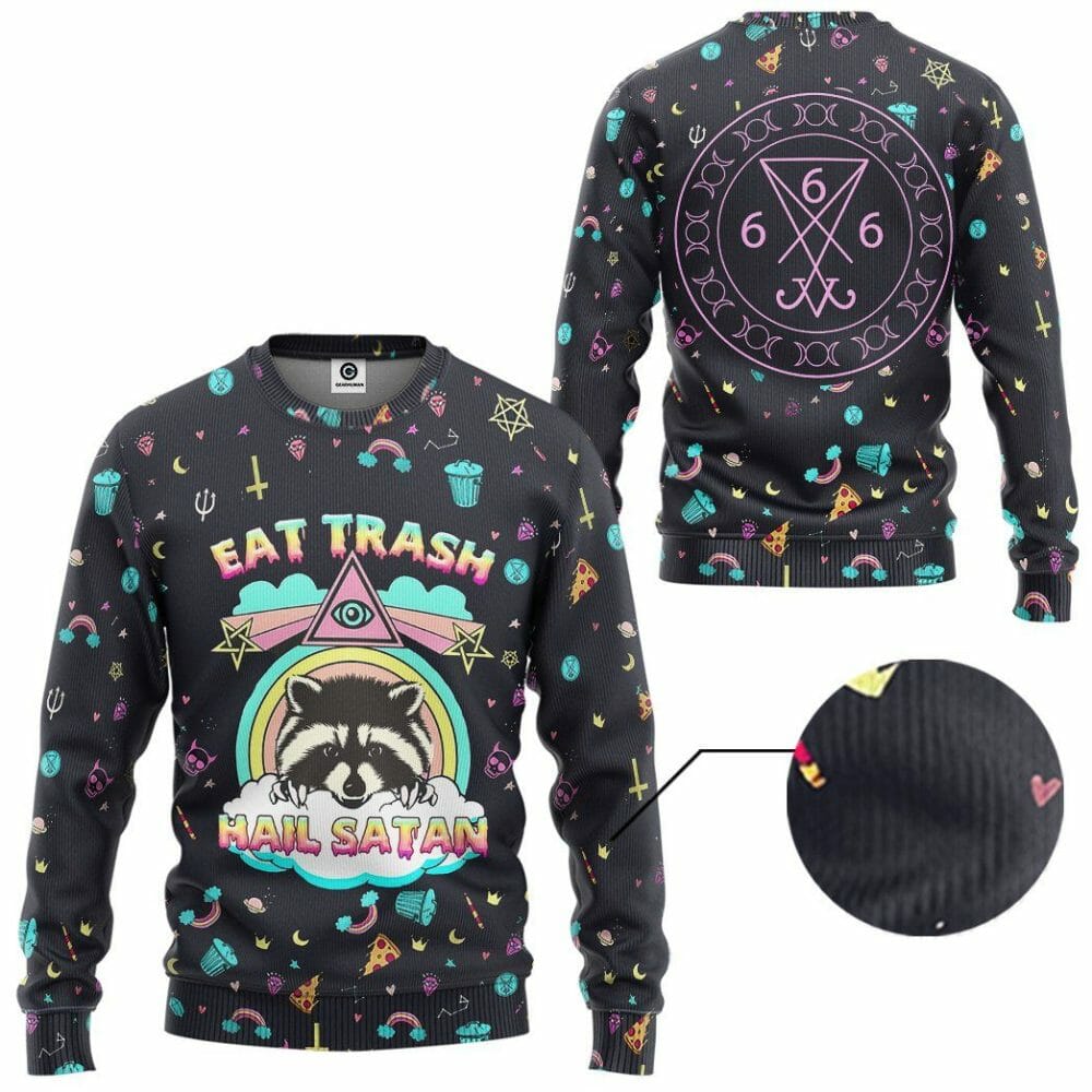  3D Eat Trash And Hail Satan Custom Hoodies