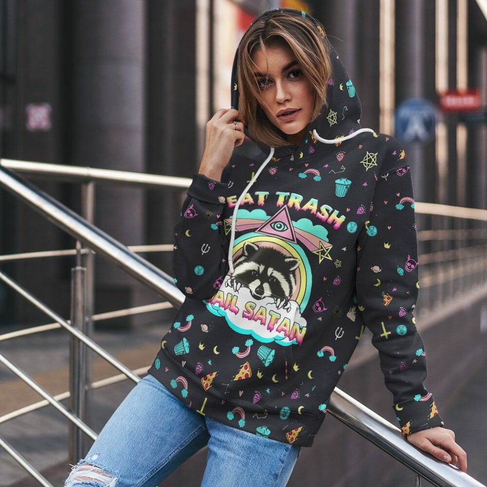 3D Eat Trash And Hail Satan Custom Hoodies