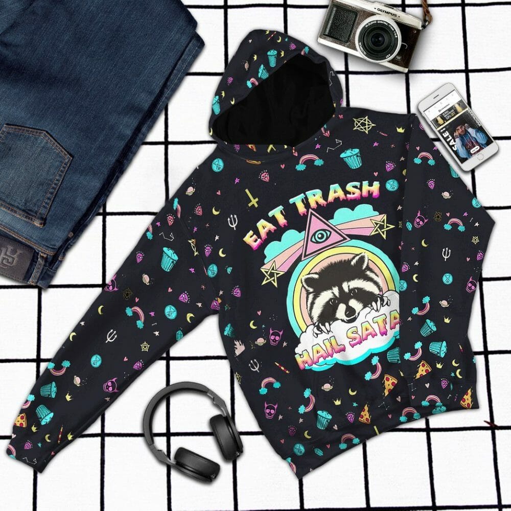  3D Eat Trash And Hail Satan Custom Hoodies