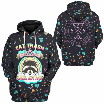  3D Eat Trash And Hail Satan Custom Hoodies