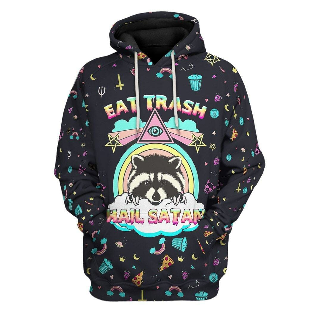  3D Eat Trash And Hail Satan Custom Hoodies