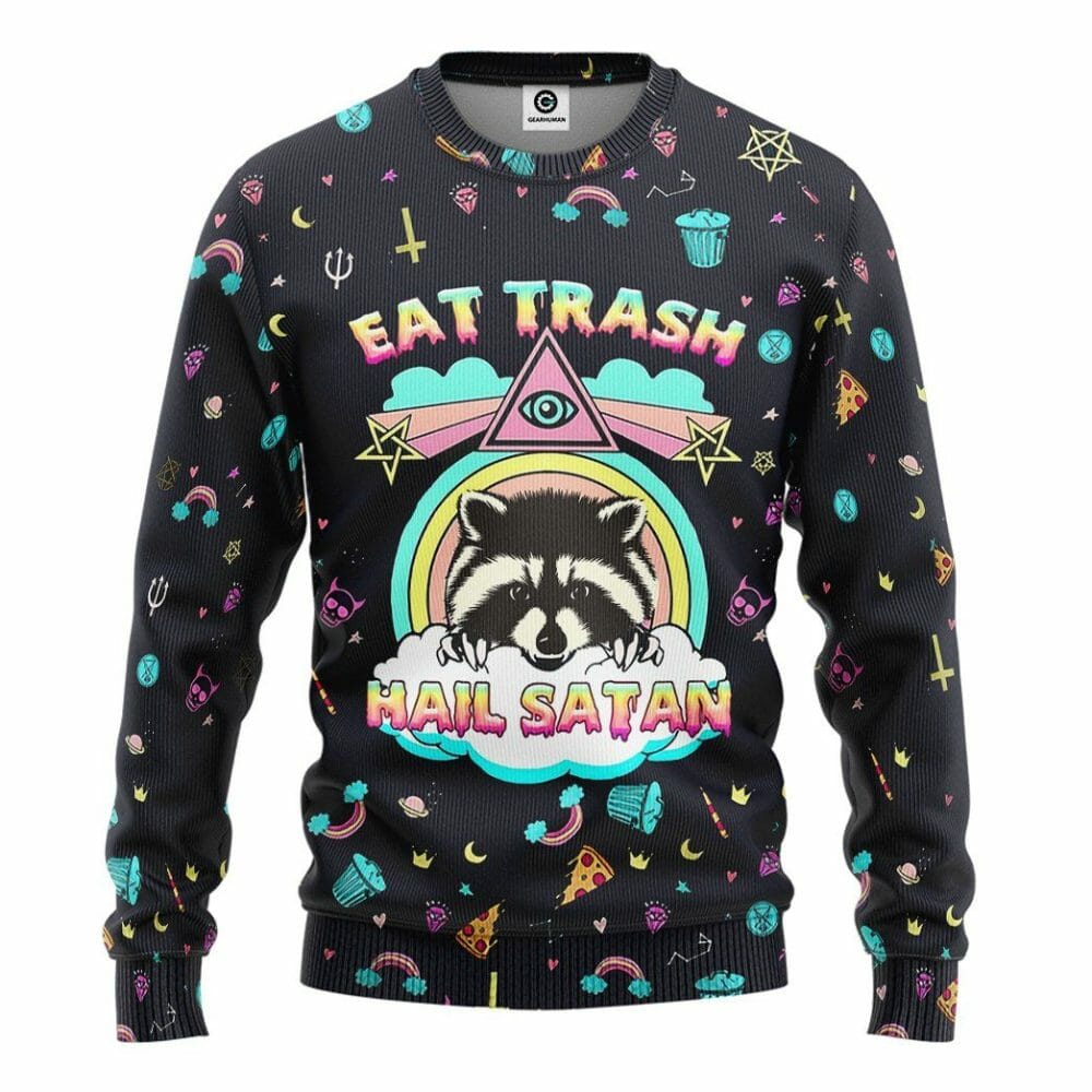  3D Eat Trash And Hail Satan Custom Hoodies