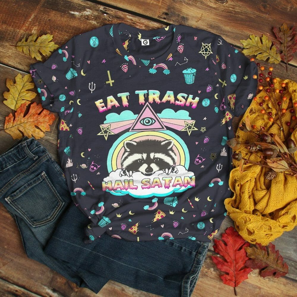  3D Eat Trash And Hail Satan Custom Hoodies