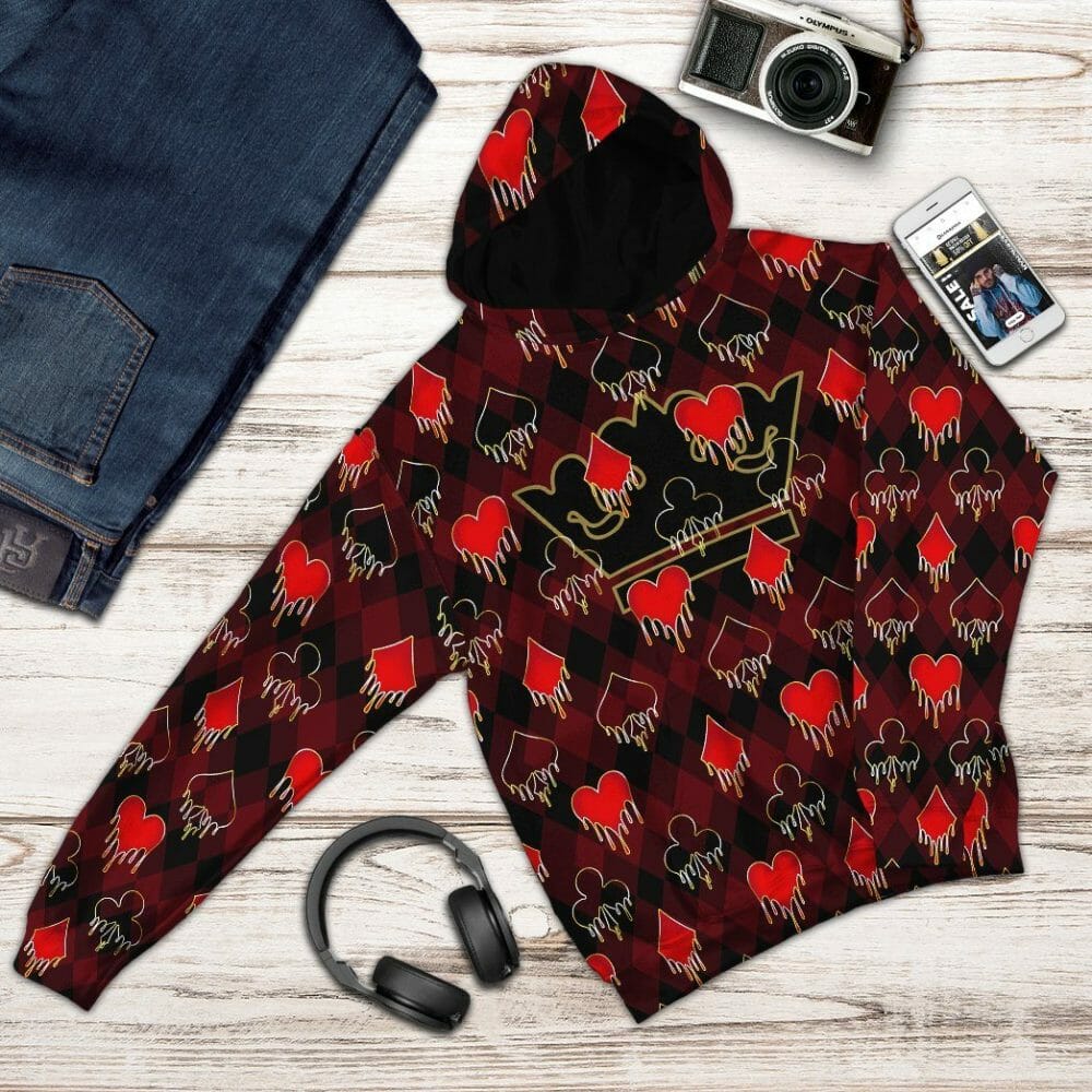  3D King Queen Blackjack Custom Hoodies