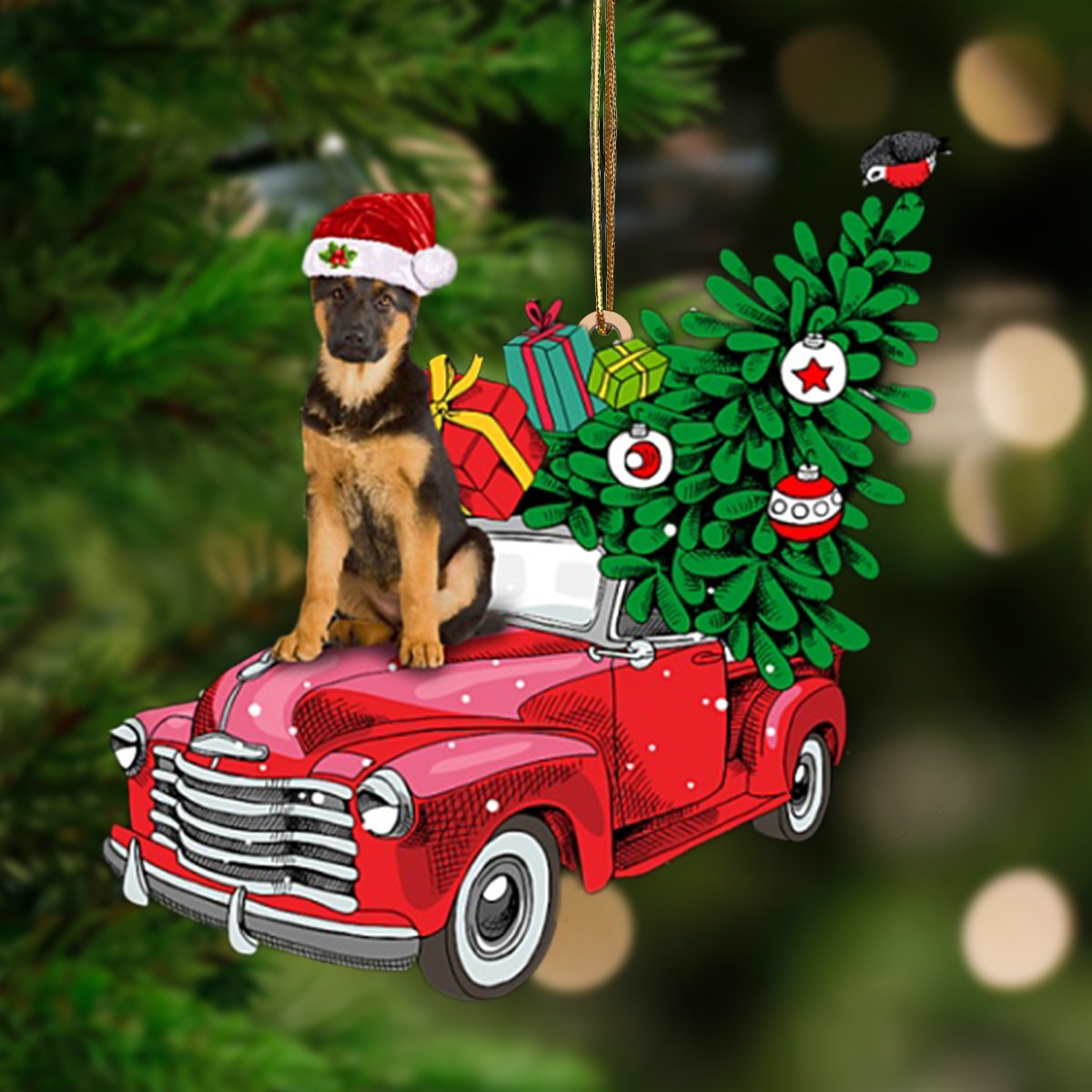 German Shepherd 1-Pine Truck Hanging Ornament - Best gifts your whole family
