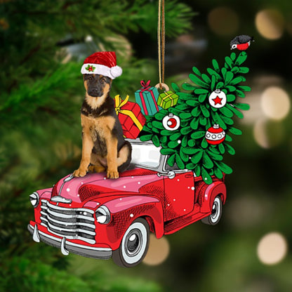 German Shepherd 1-Pine Truck Hanging Ornament - Best gifts your whole family