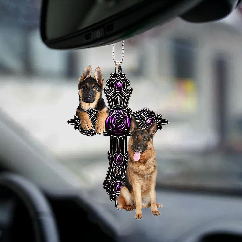 German Shepherd Pray For God Car Hanging Ornament Dog Pray For God Ornament Godmerc - Best gifts your whole family