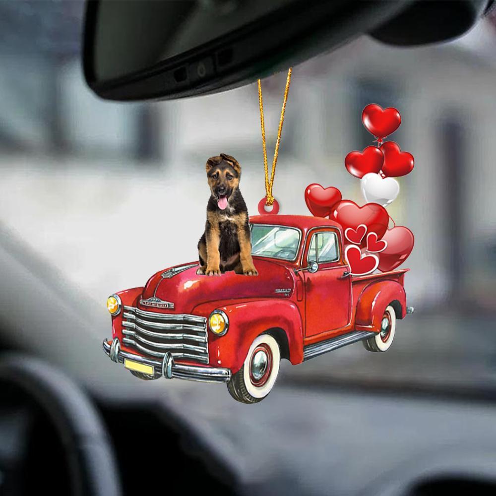 German Shepherd-Red Sports Car-Two Sided Ornament - Best gifts your whole family