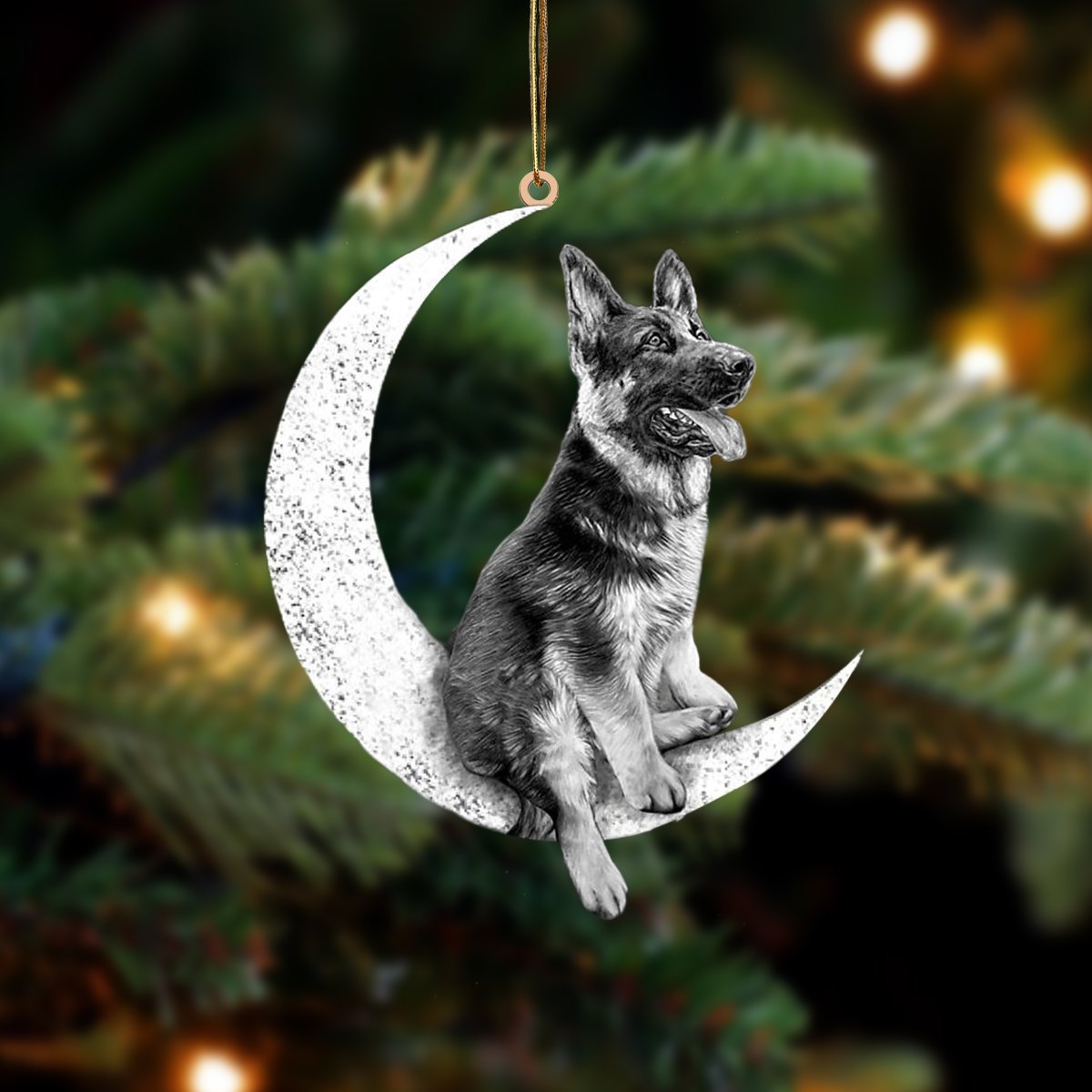 German shepherd-Sit On The Moon-Two Sided Ornament - Best gifts your whole family