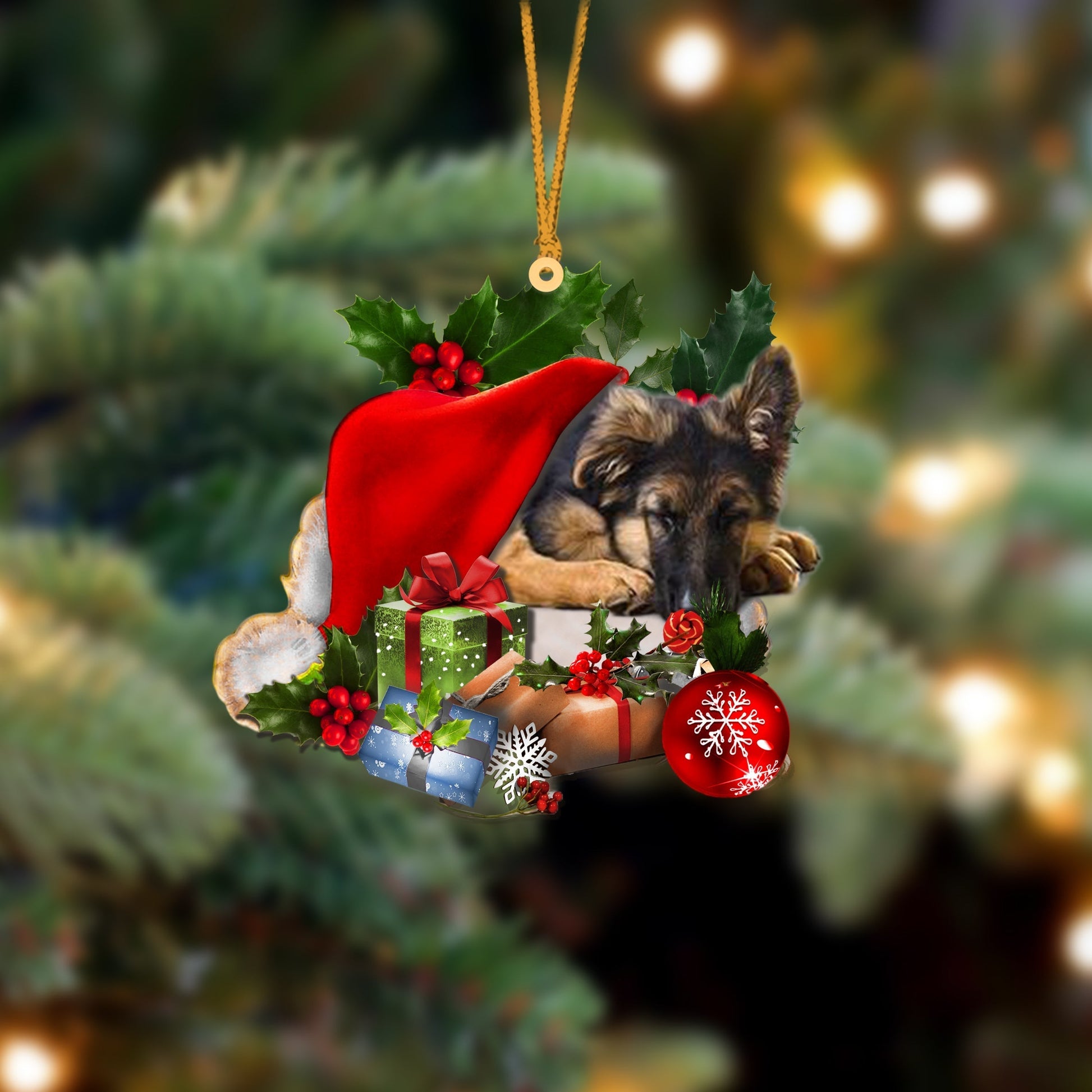 German Shepherd-Sleeping In Hat Two Sides Ornament Dog Sleeping Ornament - Best gifts your whole family