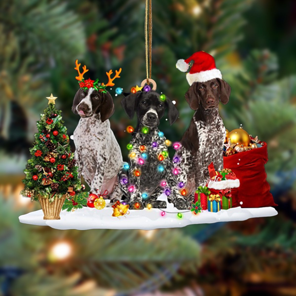 German Shorthaired Pointer-Christmas Dog Friends Hanging Ornament - Best gifts your whole family