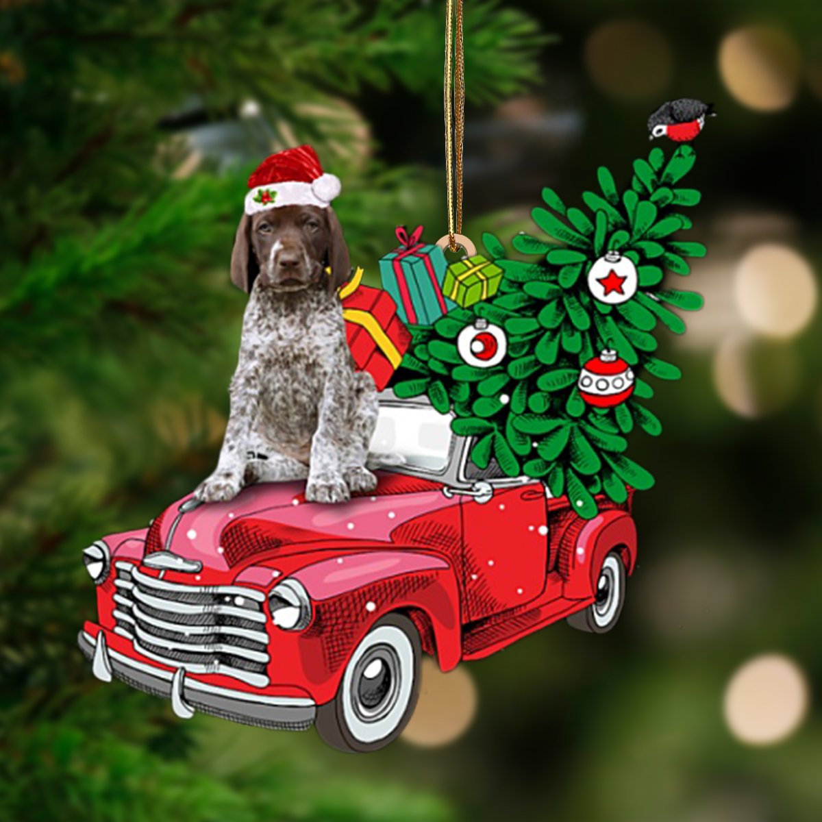 German Shorthaired Pointer-Pine Truck Hanging Ornament - Best gifts your whole family