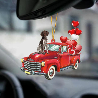 German Shorthaired Pointer-Red Sports Car-Two Sided Ornament - Best gifts your whole family