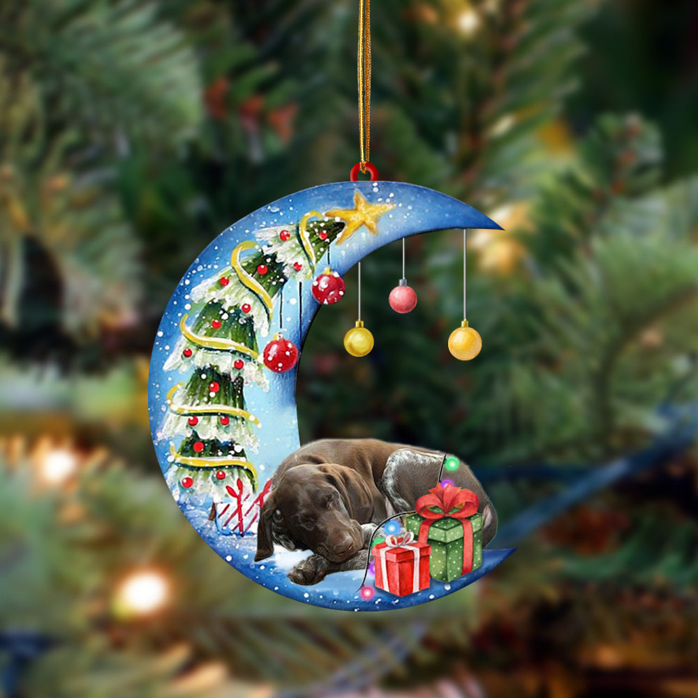 German Shorthaired Pointer-Sleep On The Moon Christmas Two Sided Ornament, Christmas Ornament, Car Ornament - Best gifts your whole family