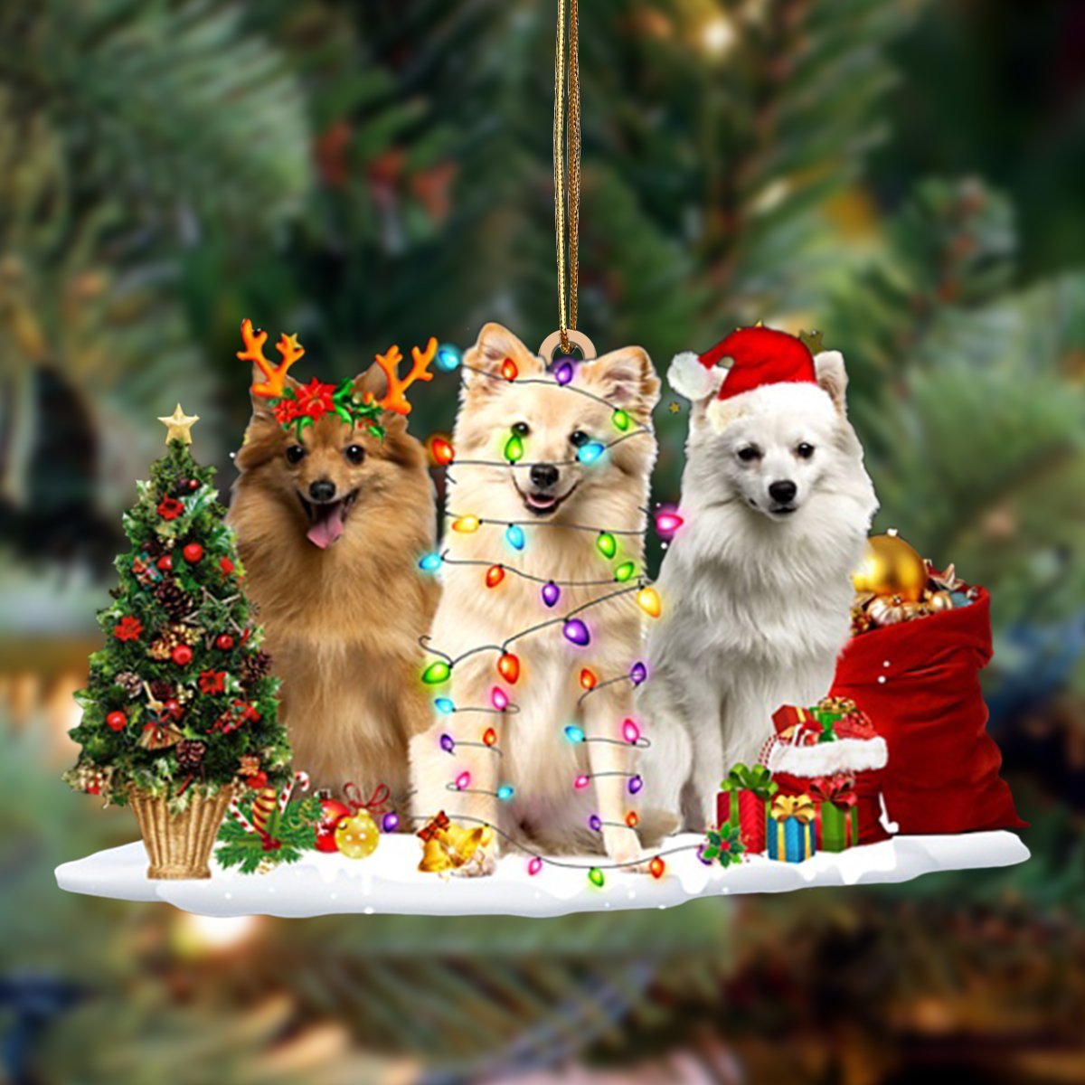 German Spitz-Christmas Dog Friends Hanging Ornament - Best gifts your whole family