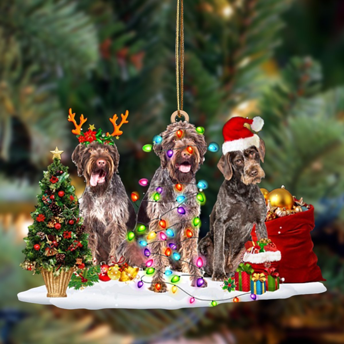 German Wirehaired Pointer-Christmas Dog Friends Hanging Ornament - Best gifts your whole family