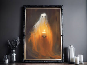 Ghost Holding A Candle, Gothic art Poster, Art Poster Print, Haunting Ghost, Halloween Decor, Spooky Gothic Printable, Wall Decor - Best gifts your whole family