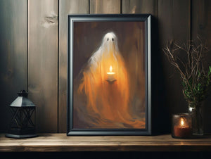 Ghost Holding A Candle, Gothic art Poster, Art Poster Print, Haunting Ghost, Halloween Decor, Spooky Gothic Printable, Wall Decor - Best gifts your whole family