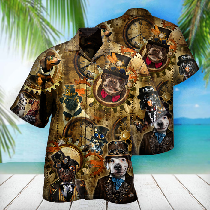 Gift For Dog Lover Steampunk Dog Hawaiian Shirt,Hawaiian Shirt Gift,Christmas Gift