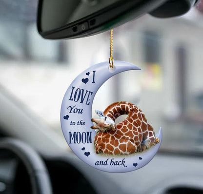 Giraffe Moon Back Giraffe Lover Two Sided Ornament - Best gifts your whole family