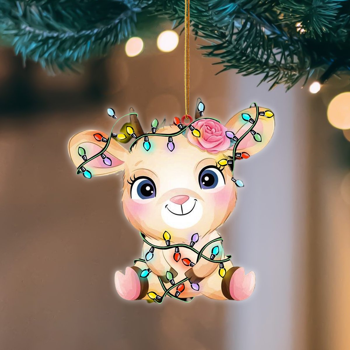 Goat Christmas Light Hanging Ornament, Animal Christmas Ornaments - Best gifts your whole family