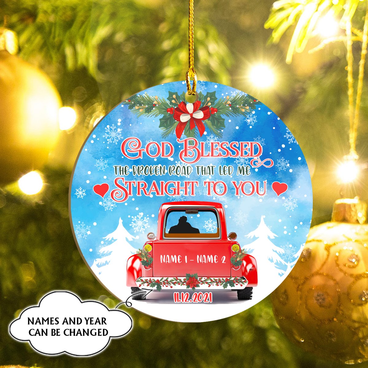 God Bless - Custom Ornament - Dah 95 Car Ornament - Best gifts your whole family