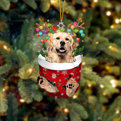 Golden Retriever 2 In Snow Pocket Christmas Ornament Flat Acrylic Dog Ornamenty - Best gifts your whole family