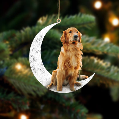 Golden Retriever 2-Sit On The Moon-Two Sided Ornament - Best gifts your whole family