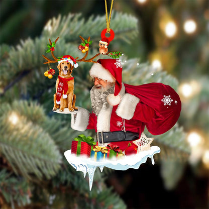 Golden Retriever And Santa Claus Christmas Ornament Godmerc - Best gifts your whole family