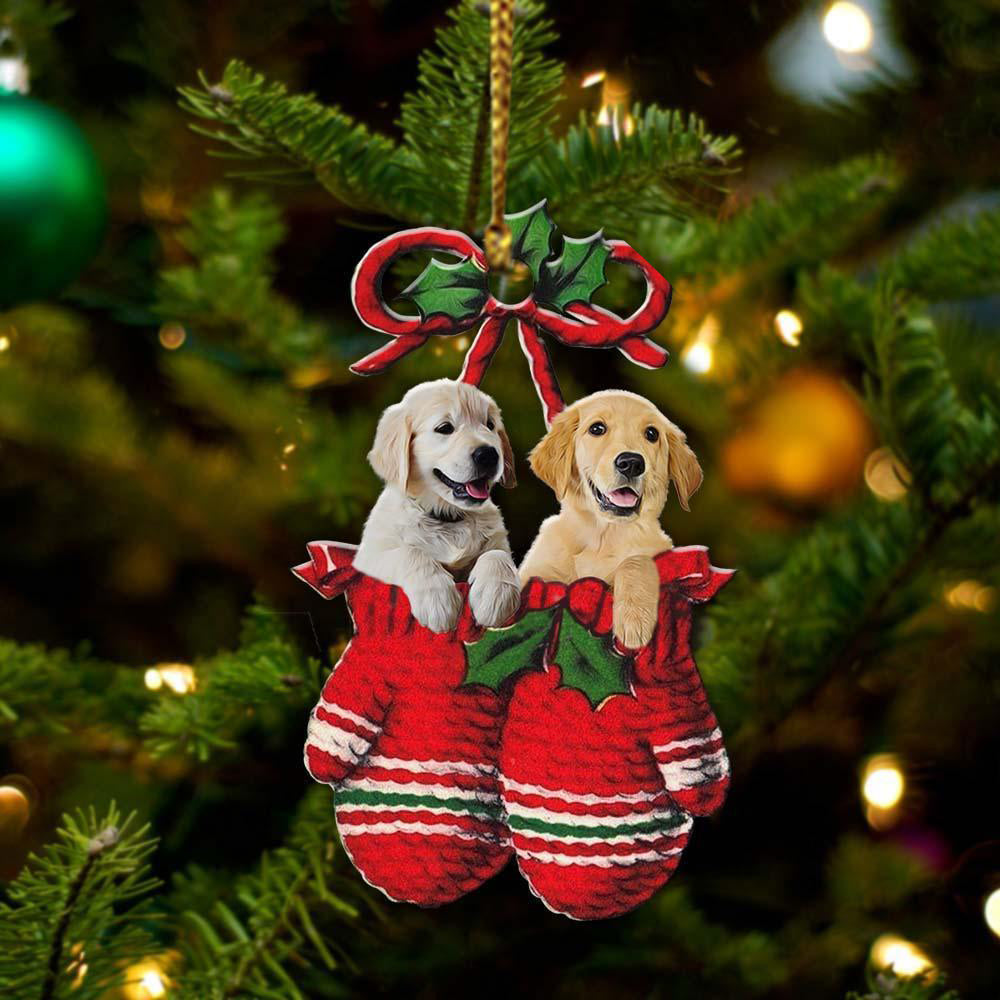 Golden Retriever Inside Your Gloves Christmas Holiday-Two Sided Ornament, Christmas Ornament, Car Ornament - Best gifts your whole family