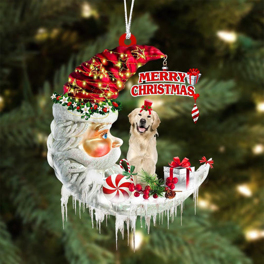Golden Retriever On The Moon Merry Christmas Hanging Ornamenti - Best gifts your whole family