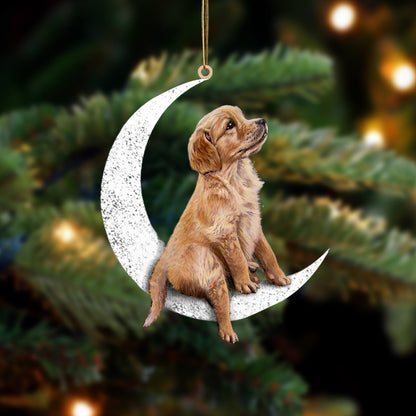 Golden Retriever Sit On The Moon Two Sided Ornament Dog Hanging Christmas Ornament - Best gifts your whole family