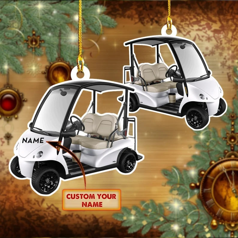 Golf Cart Personalized Christmas Ornament for Golf Players - Two Sided Ornament - Best gifts your whole family