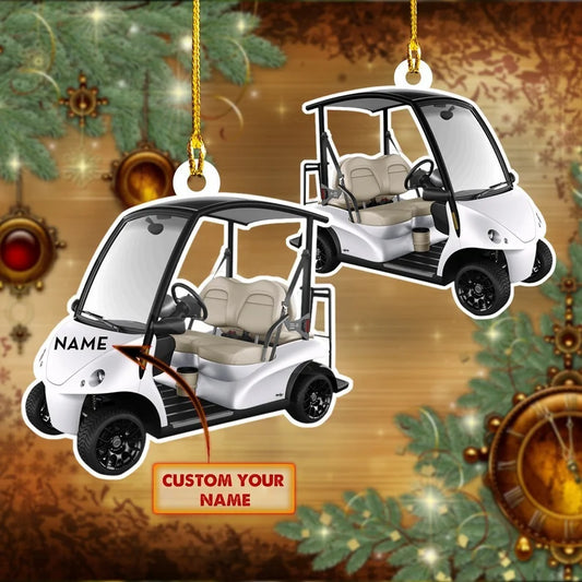 Golf Cart Personalized Christmas Ornament for Golf Players - Two Sided Ornament - Best gifts your whole family