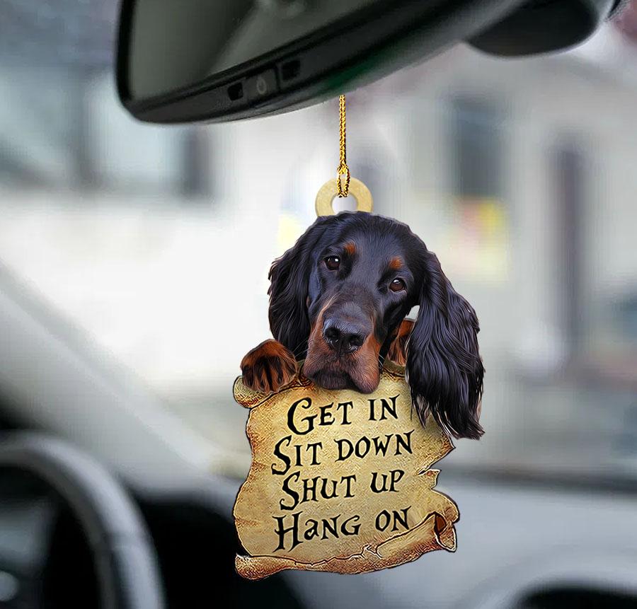 Gordon Setter Get In Two Sided Ornament, Black Dog Funny Car Hanging Ornaments - Best gifts your whole family